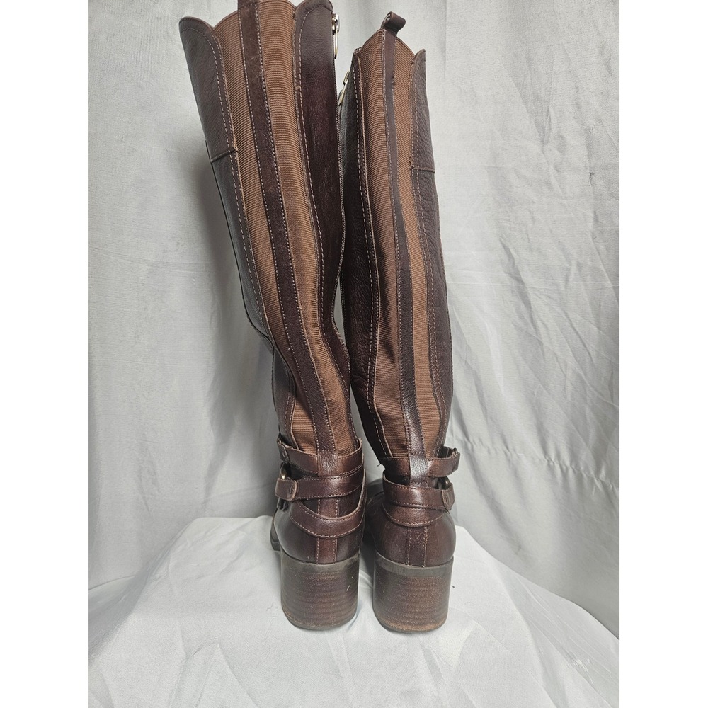 Marc Fisher MFKADEE Dark Brown Leather Tall Riding Boots Womens 10M Buckle - Picture 5 of 8